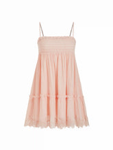 Chiffon Lace Trim Smock Mini Dress