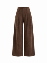 Corduroy Mid Rise Pleated Wide Leg Trousers
