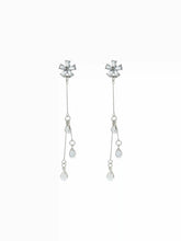 FLOWER & RHINESTONE DROP EARRINGS