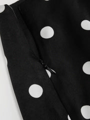 Satin Mid Rise Polka Dot Lace Trim A-line Midi Skirt Curve & Plus