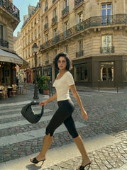 Low Rise High Stretch Split Knee Length Leggings