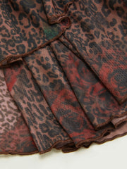 Leopard Print V-Neck Ruffled Tiered Cami Top