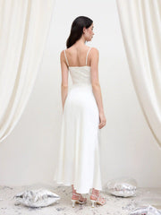 Sequins Square Neck Ruched Maxi Dress