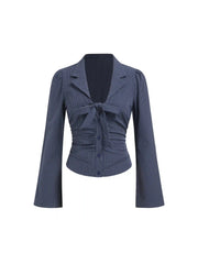 Stripe V-neck Bowknot Blouse