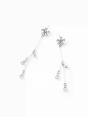 FLOWER & RHINESTONE DROP EARRINGS