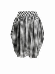 Multi-way Cotton-blend Mid Rise Gingham Drawstring Ruffle Hem Maxi Skirt Curve & Plus