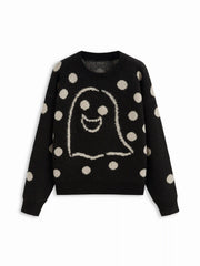 Wool-blend Polka Dot Ghost Oversized Long Sleeve Sweater