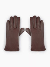 FAUX LEATHER FLEECE-LINED FUZZY GLOVES