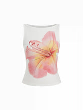 Cotton-blend Floral Graphic Rhinestone Detail Tank Top