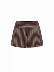 Mid Rise Stripe Wrap Shorts