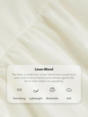 Linen-blend Square Neck Ruffle Midi Dress