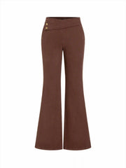 Denim Low Rise Metal Detail Flared Trousers