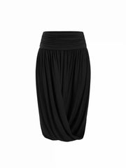 Mid Rise High Stretch Wrap Bubble Hem Midi Skirt