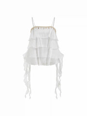 Seashell Detail Tiered Ruffled Cami Blouse