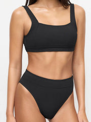Ribbed Square Neck Knotted Bracelet Cheeky Bikini Set