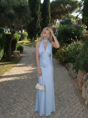 V-neck Halter Neckline Maxi Dress