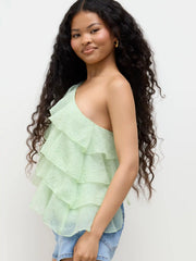 Chiffon Asymmetrical Neck Layered Tank Top