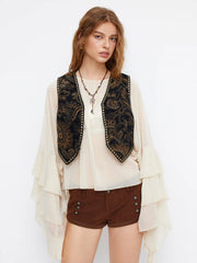 Tribal Suede V-Neck Vest
