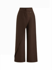 Mid Rise Wrap Straight Leg Trousers