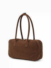 FAUX SUEDE BOSTON SHOULDER BAG