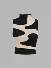 Knitted Zebra Stripe Sleeveless Crop Top
