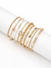 9 PCS HEART & RHINESTONE CHAIN BRACELET SET