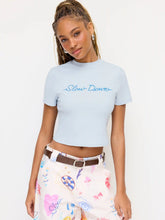Cotton-blend Round Neckline Slow Down Graphic Tee