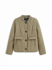 Stand Collar Leopard Print Oversized Long Sleeve Quilted Puffer