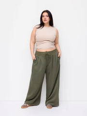 Cotton-blend Mid Rise Drawstring Straight Leg Sweatpants Curve & Plus