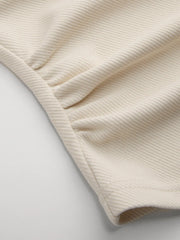 Collar Ruched Long Sleeve Top