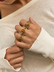3 PCS GEMSTONE OPEN RING SET
