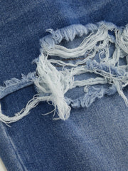 Denim Low Rise Ripped Straight Leg Jeans