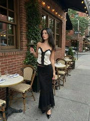 Texture Lace Ruched Mermaid Maxi Skirt