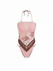 Halter Shell Beaded Bikini with Sarong