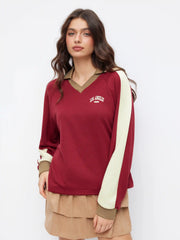 Los Angeles Graphic V-Neck Oversized Sweatshirt