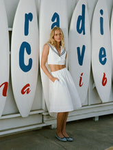 Cotton V-neck Top & Mid Rise Ruched Flared Maxi Skirt Set