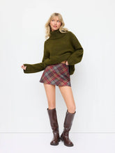 Cotton-blend Plaid Zipper Mid Rise Mini Skirt