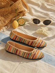 KNITTED BOWKNOT DECOR MARY JANE FLATS