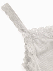Recycled Fabric Solid Lace Trim Crop Tank Top