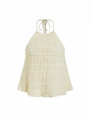Halter Neckline Textured Ruched Top