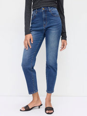 Stretch Cider Denim High Rise Cropped Tapered Jeans
