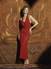 Halter Neck Draped Ruched Top With Heart Detail