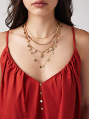 SHELL & STARFISH & SEQUIN LAYERED NECKLACE