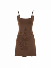 Floral Rhinestone Embellished Square Neck Slim Mini Dress
