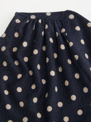 Polka Dot Boat Neck Long Sleeve Ruched Bodysuit