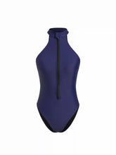 High Neck Zipper One-piece Swimwear