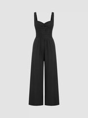 V-neck Lace Wide Leg Jumpsuit