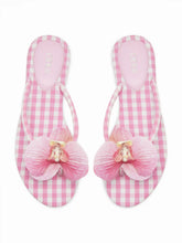 FLOWER & GINGHAM FLIP-FLOP SLIPPERS