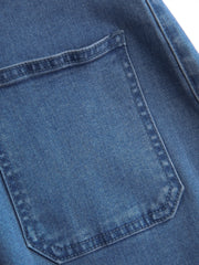 Denim Collar Flared Leg Jumpsuit