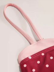 Square Neck Polka Dot Bracelet Bikini Set